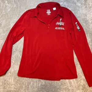 Coca-Cola‎ Cutter & Buck Red Long Sleeve Tee Medium Embroidered Womens